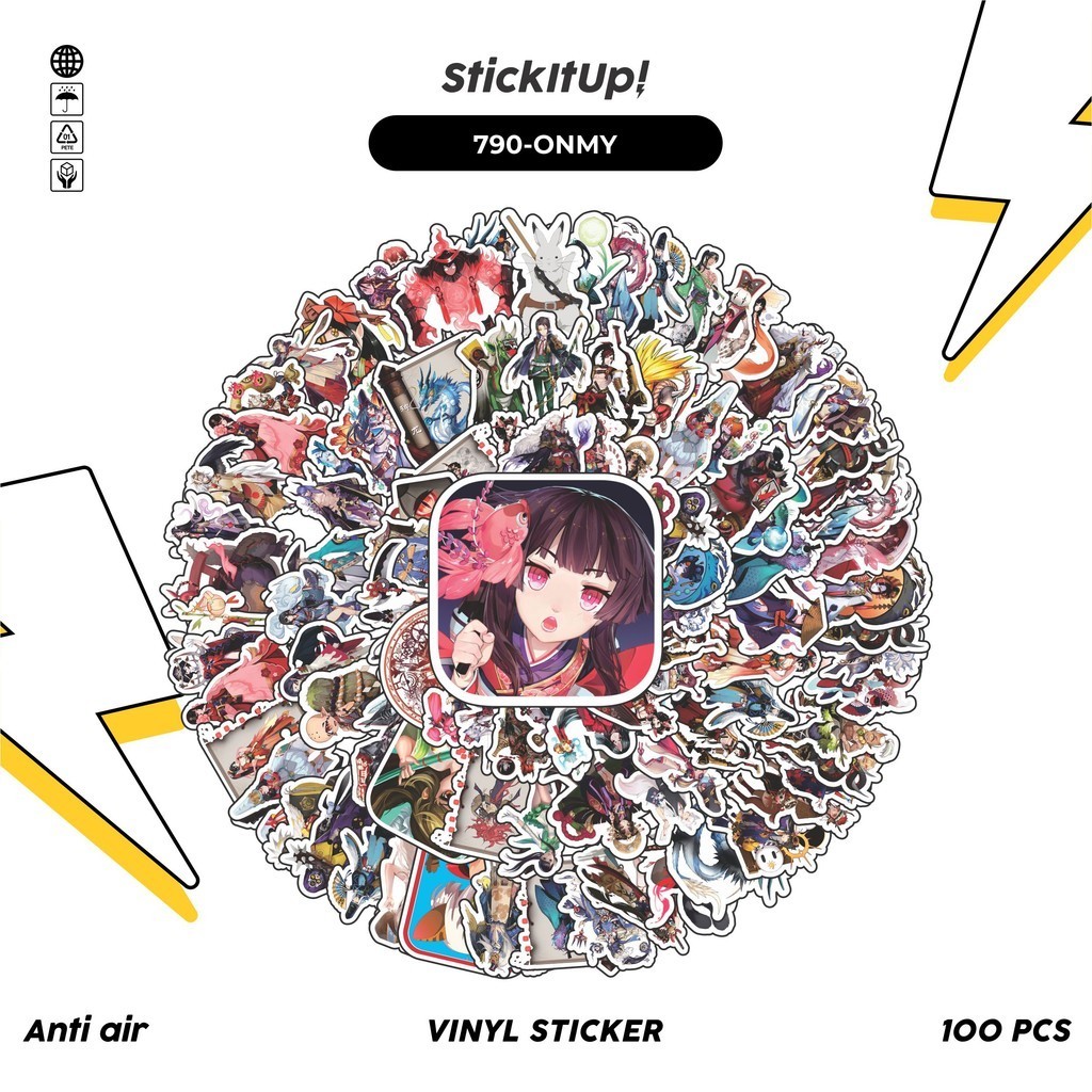 

COD✨ 100 Pcs Stiker Pack Onmyoji Series Lucu Aesthetic Vynil Waterproof untuk Freebies Sticker Buku Journal Casing HP Laptop