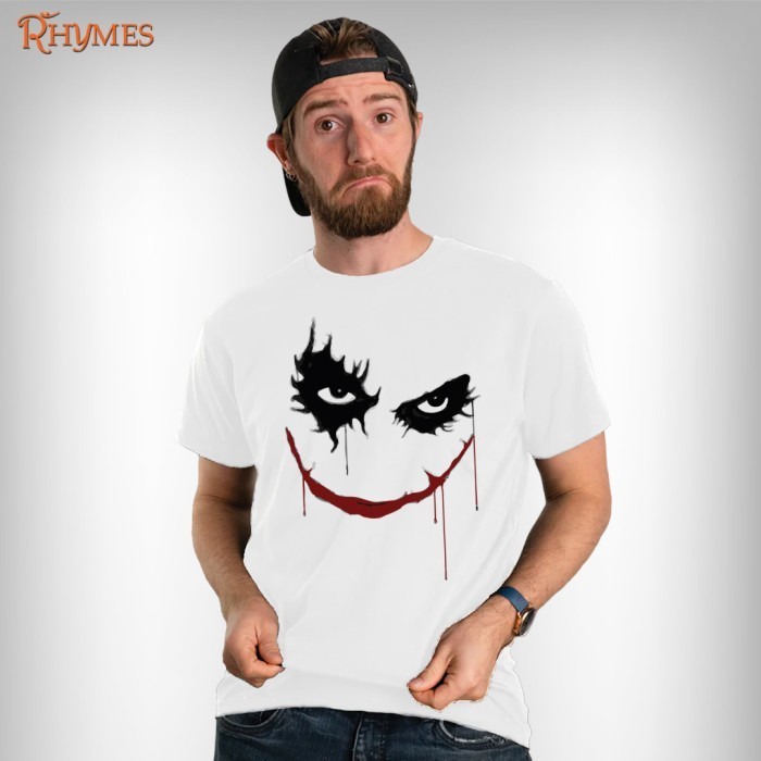 Kaos Pria Joker Mata Putih Rhymes Dewasa - M