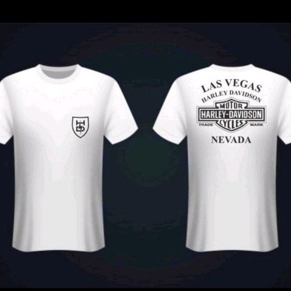 BAJU KAOS HARLEY DAVIDSON LAS VEGAS WHITE PREMIUM ORIGINAL - Putih, S