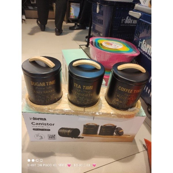 canister set tea coffe sugar informa new motif / toples gula / wadah kopi / toples kaleng informa// 