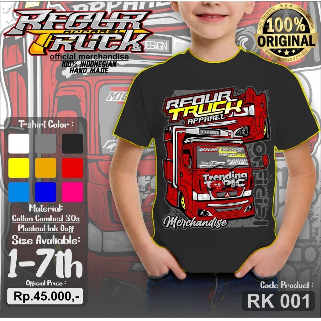 KAOS TRUK OLENG ANAK TRENDING TOPIC GASSRUK LENGAN PENDEK BAJU KAOS TRUK ANAK UMUR 2-7 TAHUN SABLON 