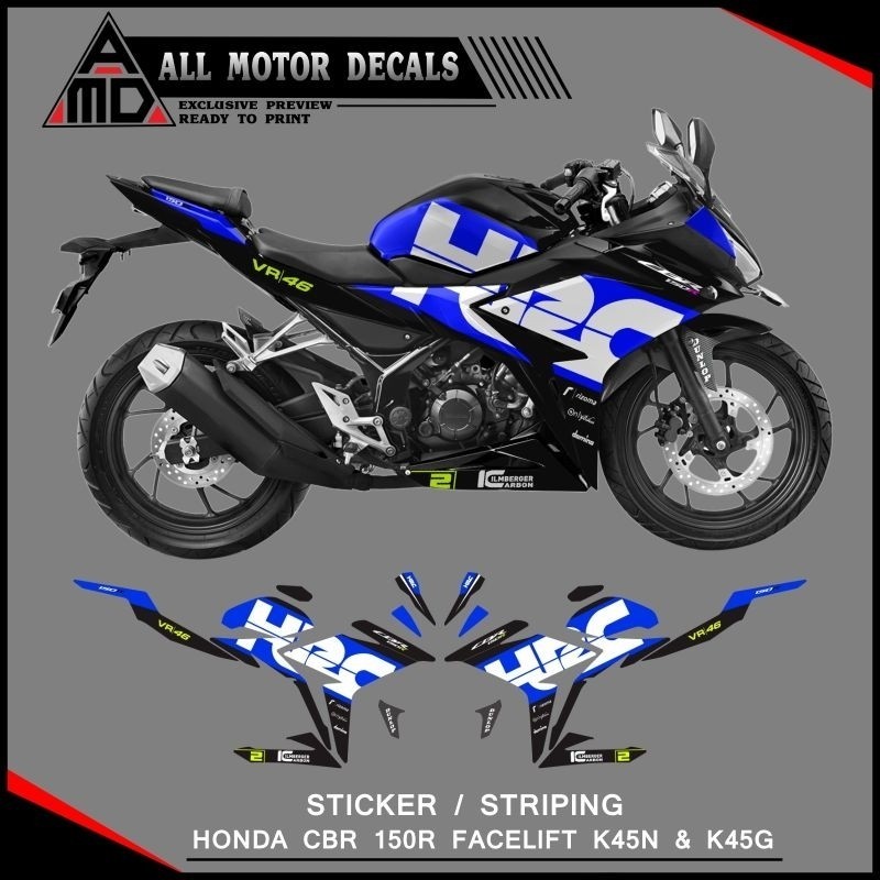 Striping Honda Cbr 150 R Facelift K45N & K45G Livery HRC / Decal Aksesoris Cbr 150R Facelift/ Stiker