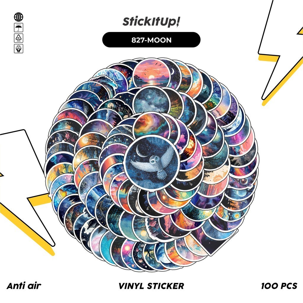 

COD✨ 100 Pcs Stiker Pack Moonlight Planet/ Rembulan Art Lucu Aesthetic Vynil Waterproof untuk Freebies Sticker Buku Journal Casing HP Laptop