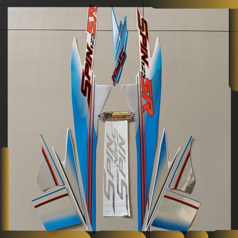 Striping Suzuki spin sr 125 2007 2008 biru putih stiker Lis body motor