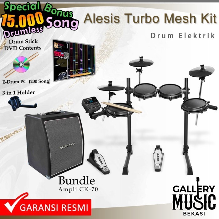 Alesis TURBO MESH KIT BUNDLE AMPLI Electric Drum Set Original -Drum Elektrik Alesis
