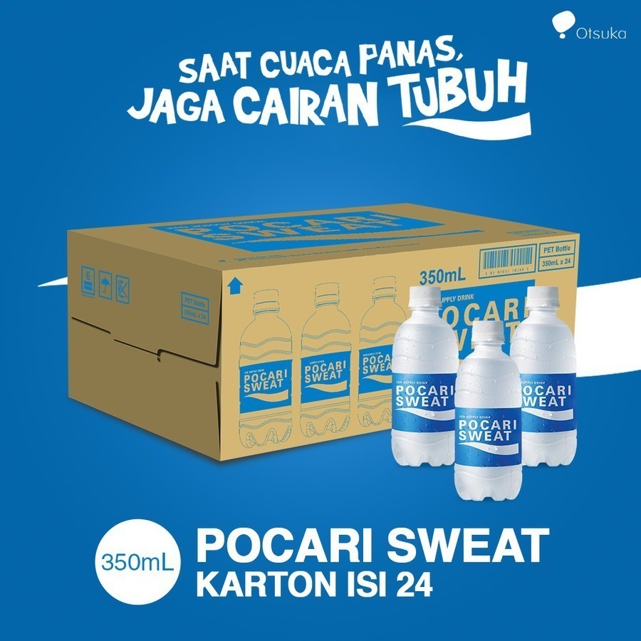 

POCARI SWEAT Minuman ISOTONIC Pet Botol 350ml Sport Drinks Lari Sepeda Olahraga 1 KARTON Dus isi 24