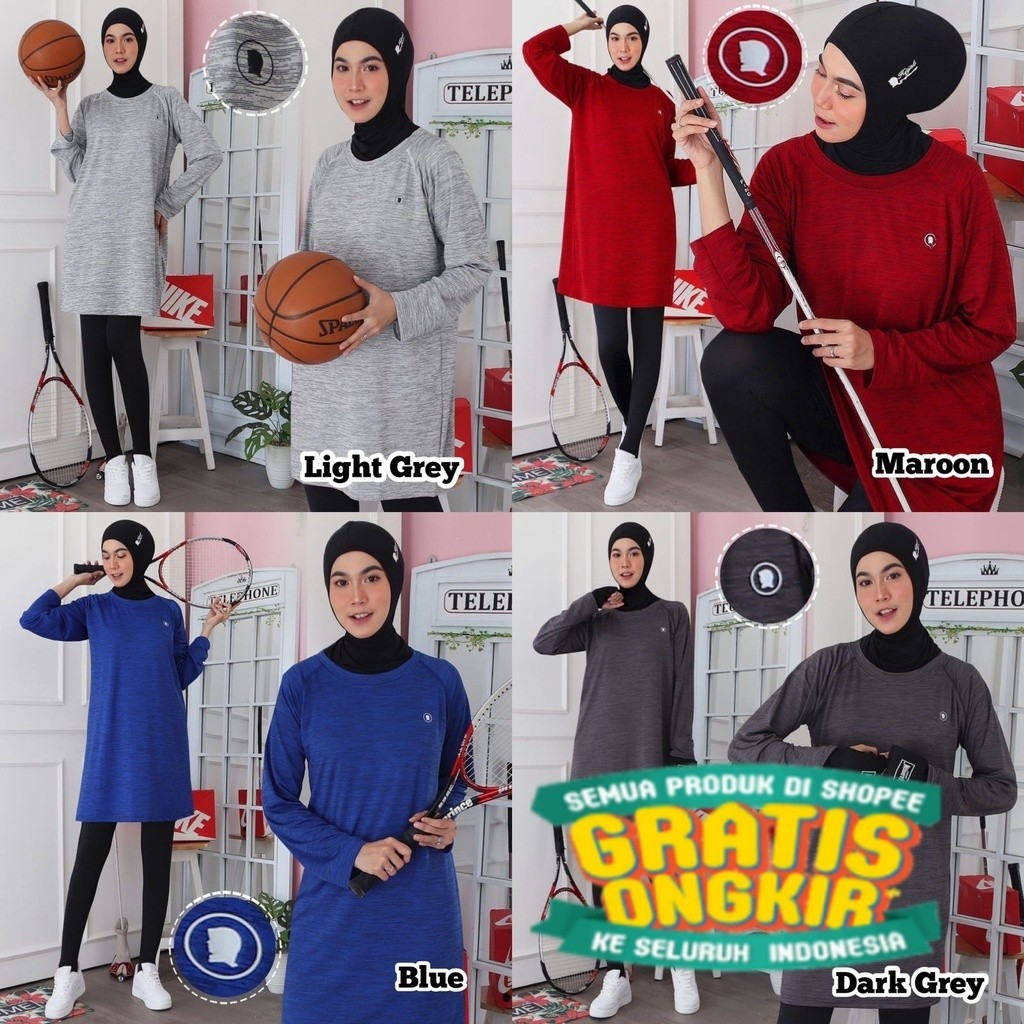 

HITJAB - Tunik Sport Olahraga Wanita Misty Untuk Bersepeda Lari Senam Zumba 8812/ ZUMA AEROBIK LANTAI