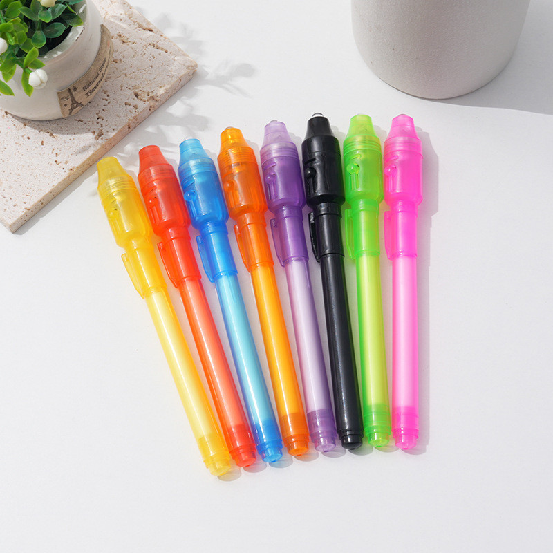 

4pcs/lot Luminous Light Pen Magic Purple 2 In 1 UV Black Light Combo Drawing Invisible Ink Pen Learning Education Toys For Child