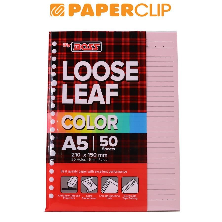 

LOOSE LEAF A5 BIG BOSS 50 LINED PINK