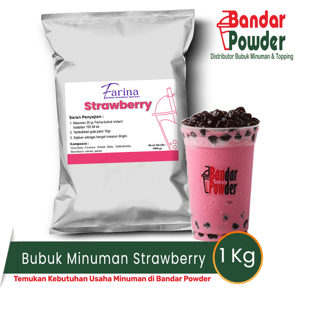 

Bubuk Minuman Strawberry 1kg - Serbuk Minuman Farina Premium Plain