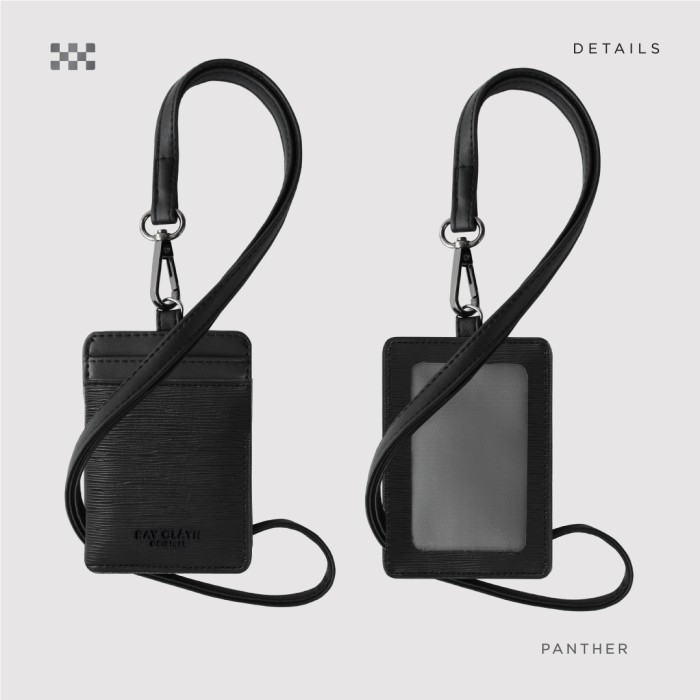 

[KUALITAS TERBAIK] Ray Cláyn - ID Card Lanyard / Name Tag / Lanyard ID Cardholder Kulit - Panther, Tanpa Box
