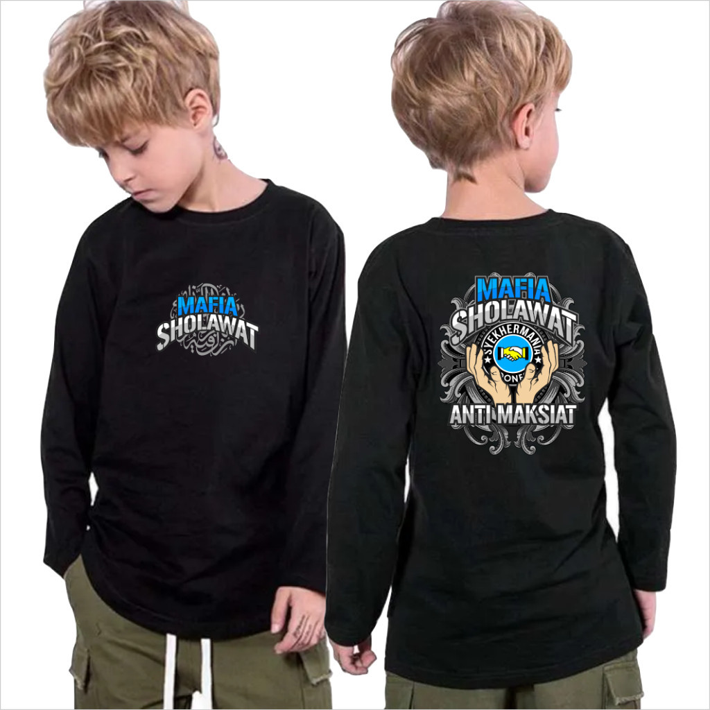 BEST DESIGN - BAJU KAOS ANAK MAFIA SHOLAWAT MAFIS LENGAN PANJANG KATUN #