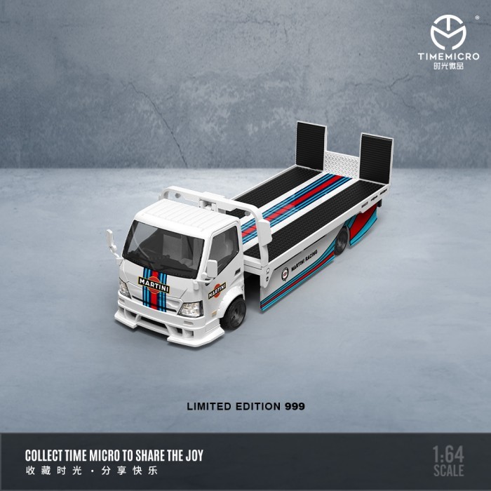 Time Micro 1:64 Hino H300 Flatbed Transport Trailer Truck Martini Racing Limited