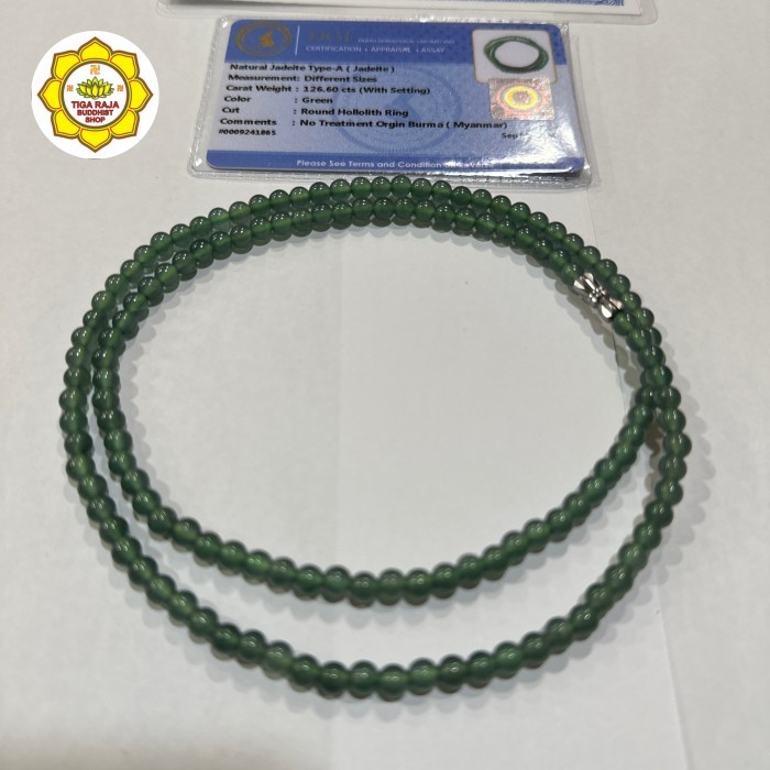 Kalung Batu Giok Burma Premium Green Jade Tipe A Natural panca