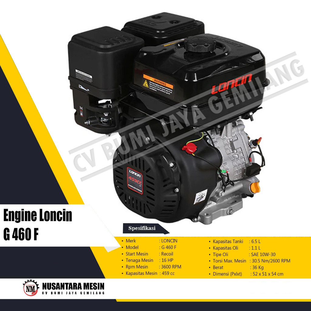 MESIN PENGGERAK SERBAGUNA / ENGINE LONCIN G 460 F (16 HP)