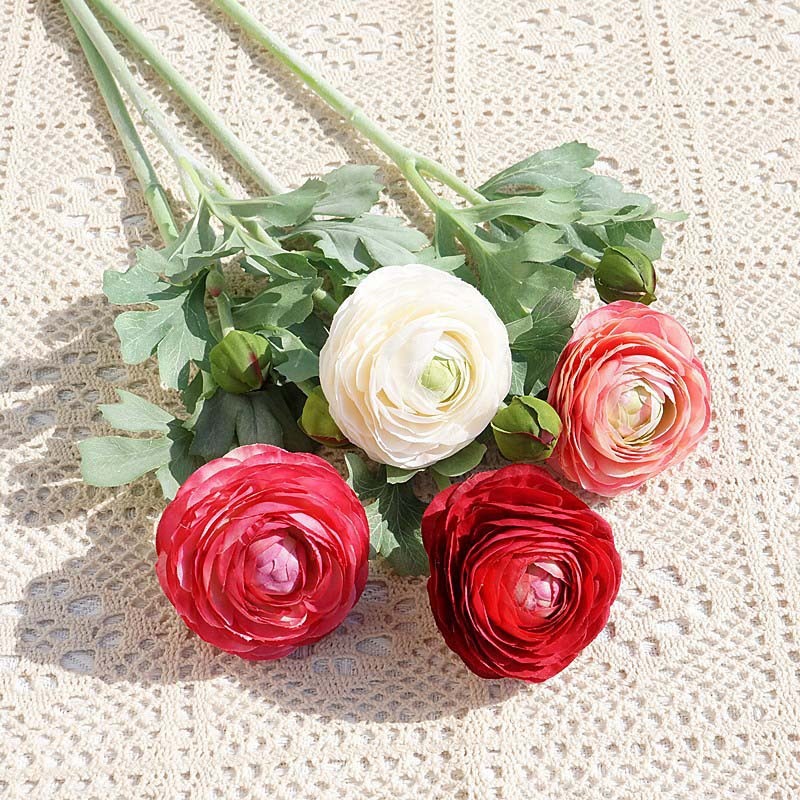 

50CM Artificial Ranunculus Flowers with Real Touch Stem Faux Peony Wedding Decoration Household Simulation Artificial Flowers