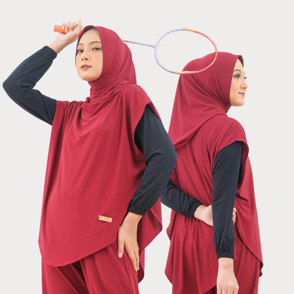 AR07N HELAIRINDU - Hijab Sport Menutup Dada Outer Hoodie Kerudung Olahraga Royal Jersey