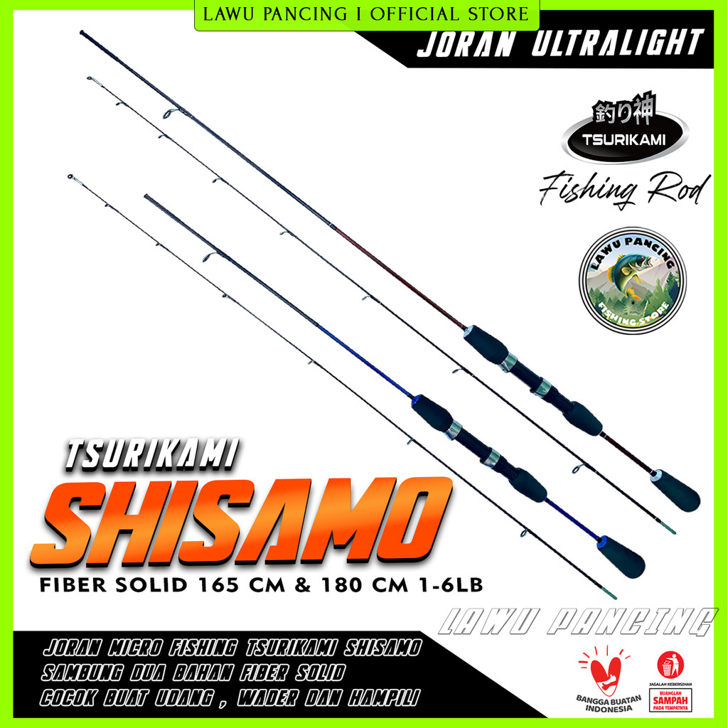 Joran Pancing TSURIKAMI SHISAMO panjang 165 dan 180cm Sambung 2 Fiber Solid cocok buat udang , wader