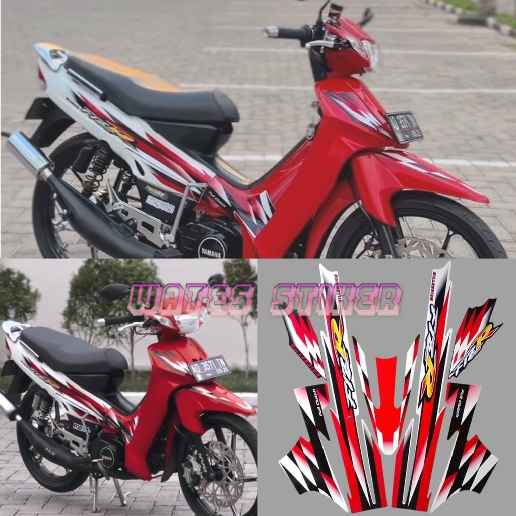 Striping Decal Polet Sticker yamaha fizr f1zr fiz r milenium 2000 merah putih stiker kualitas