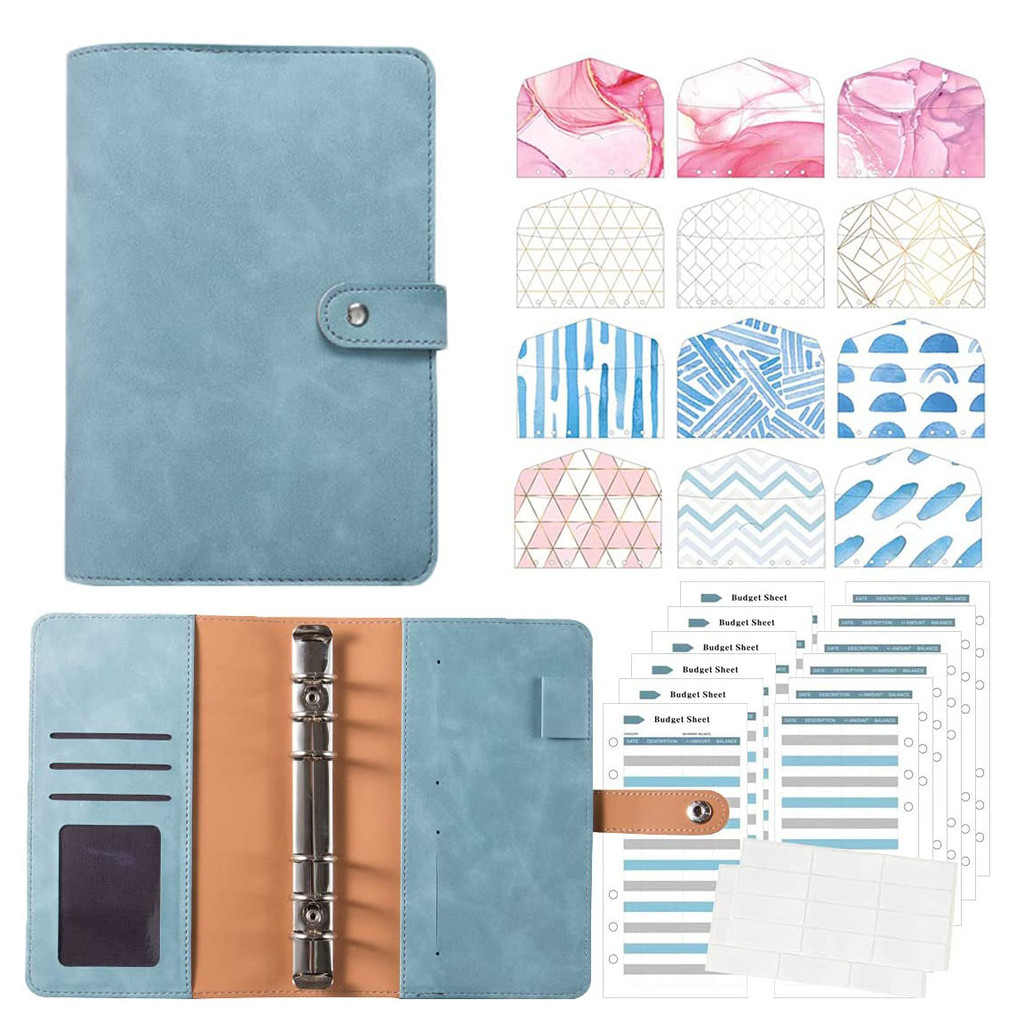 

27 Pcs A6 PU Leather Budget Binder Notebook Money Envelopes Organizer with Cash Envelopes, Budget Sheets,Self-Adhesive Label