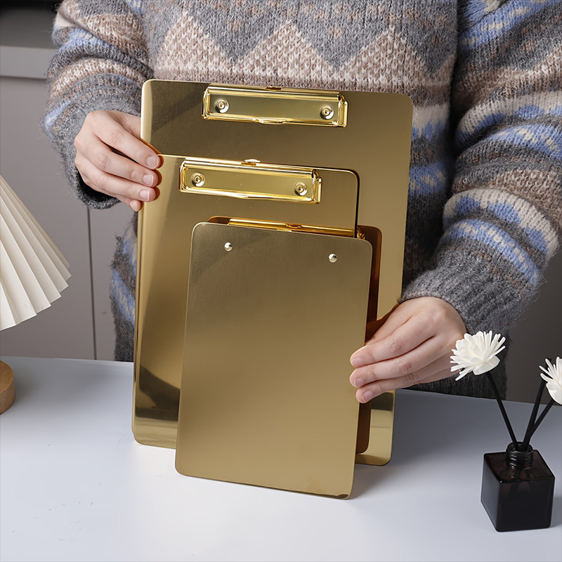 

1PC Folder Board Metal Hard Board Clip Stainless Steel A4/B5 Writing Board Restaurant Menu Tickets Document Clipboard