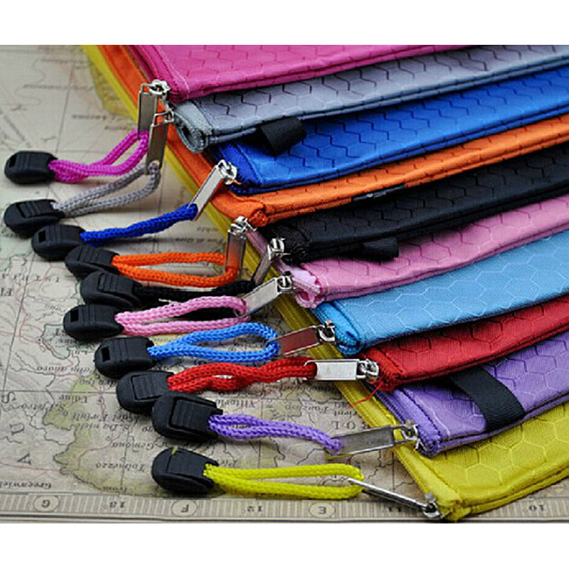 

Waterproof Zip Bag Plastic Document Pen Filing Products Pocket Folder Wallet Office School B4 A4 Size