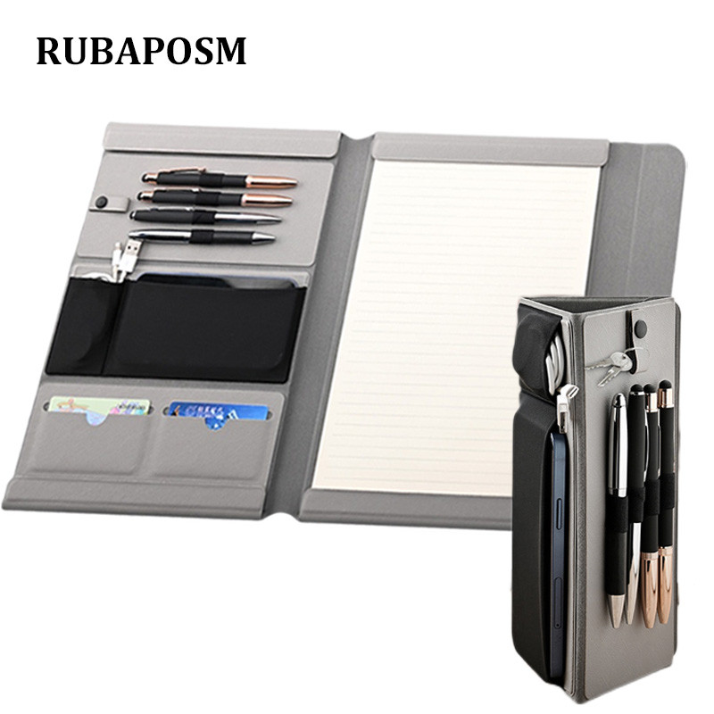 

A4 Magnetic Folder Foldable Padfolio Portfolio Notebook Organizer Leather Writing Pad Document Storage Clipboard Business Office