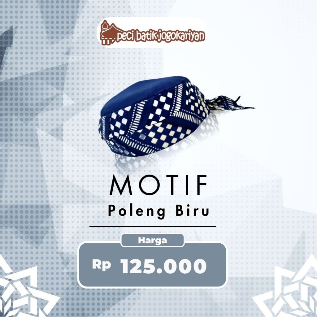 Peci Batik Jogokariyan Motif Poleng Biru Original