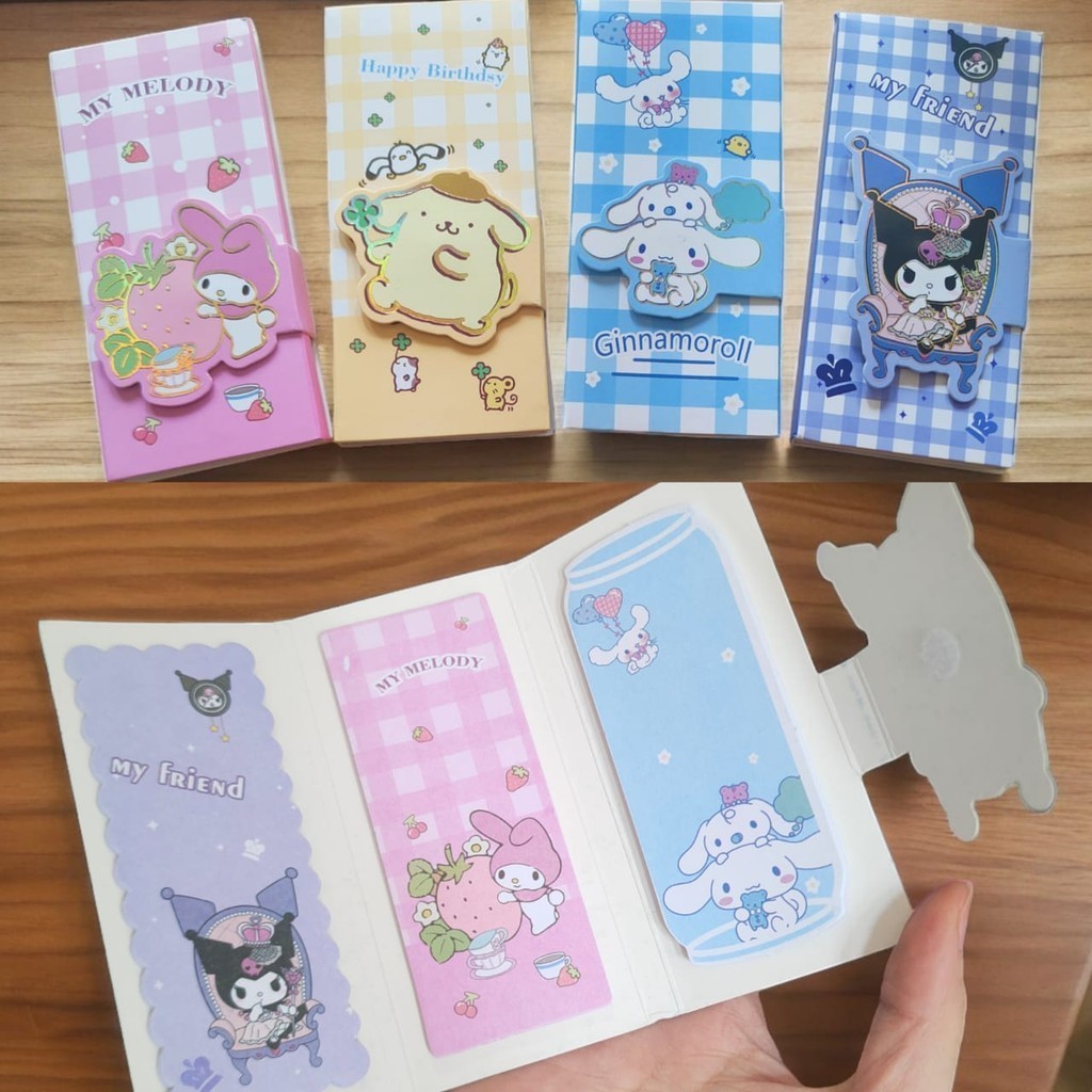 

JP Three Fold Sticky Notes Karakter Penanda Buku Note Book Motif Anak ATK Stationery Sekolah Kantor San Rio