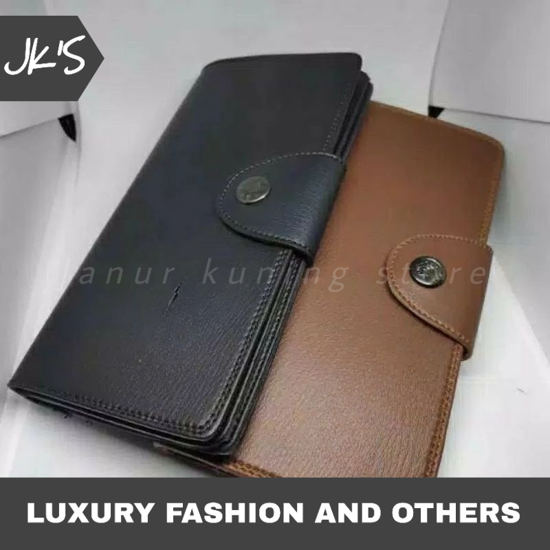 Dompet pria | Dompet panjang pria kulit model kancing Dompet kancing panjang pria keren terlaris