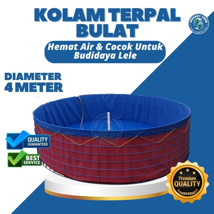 Kolam Terpal Bulat Bioflok Diameter 4 meter– Hemat Air & Cocok untuk Budidaya Ikan Lele