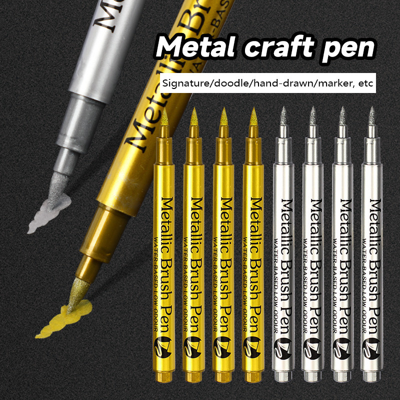 

1/3Pcs Brush Metallic Marker Pens Set Gold Silver White Permanent Art Markers for Artist Illustration Crafts Scrapbooking Fabric
