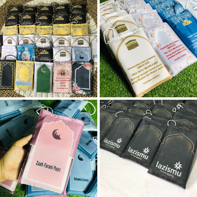 

Sajada Travelling Pouch Custom Tulisan Logo Sajadah Travel Sejada Muka Hampers Lebaran Pernikahan/ langsung proses