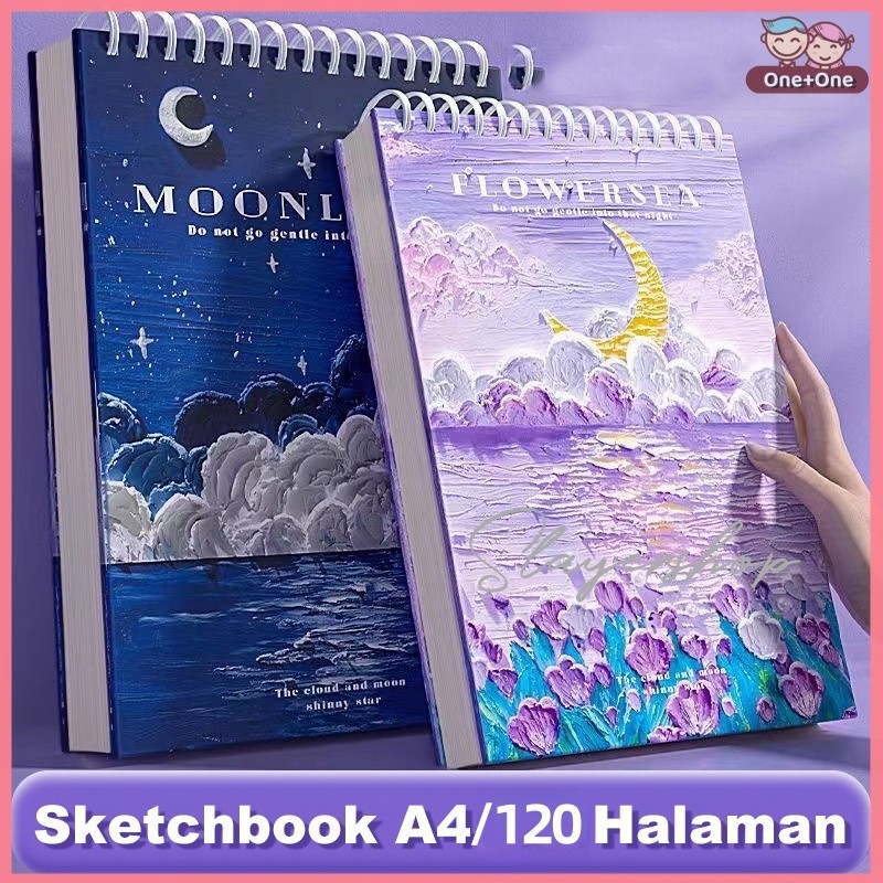 

【Upgrade】Babyclub Sketchbook A4 Aesthetic Buku Gambar Vertikal Jilid Spiral 60 Lembar/120 Halaman