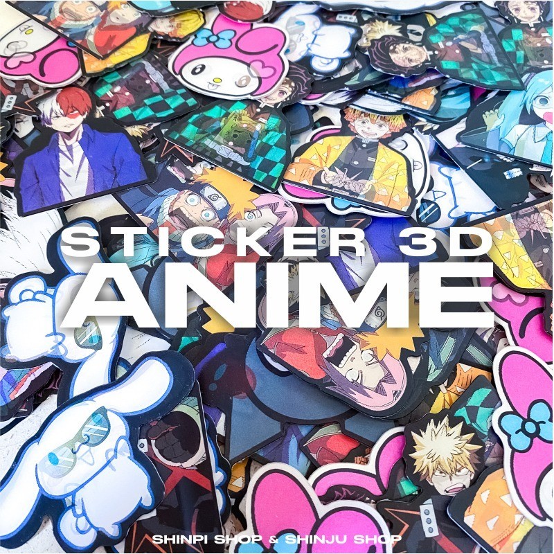 Stiker 3D Hologram Anime Karakter Anime | Naruto Boku No Hero Sanrio Cinnamoroll Kimetsu No Yaiba To