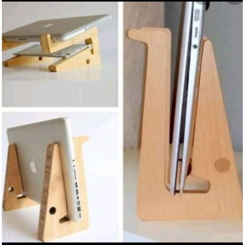 Promo COD Promo Wood laptop stand note book stand portable unik meja laptop kayu mini