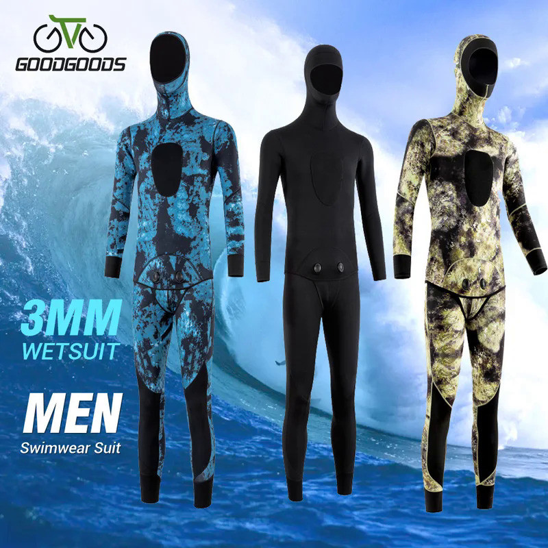 3MM Neoprene Camo Wetsuit Pria Peralatan Selam Surfing Memancing Bawah Air Spearfishing Kitesurf Pak