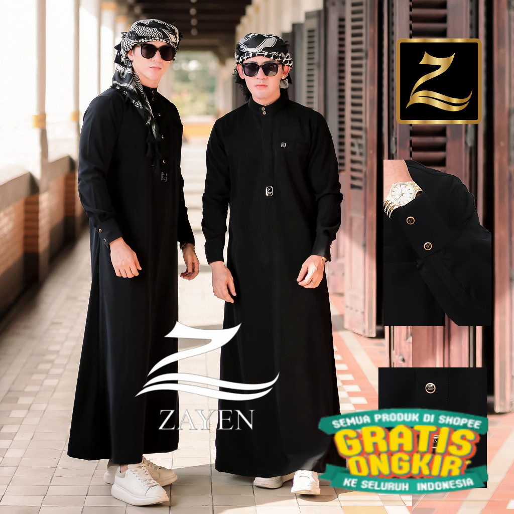 Jubah Gamis Pria Slimfit jubah zayen hitam jubah pria muslim jubba model terbaru baju jubah gamis pr