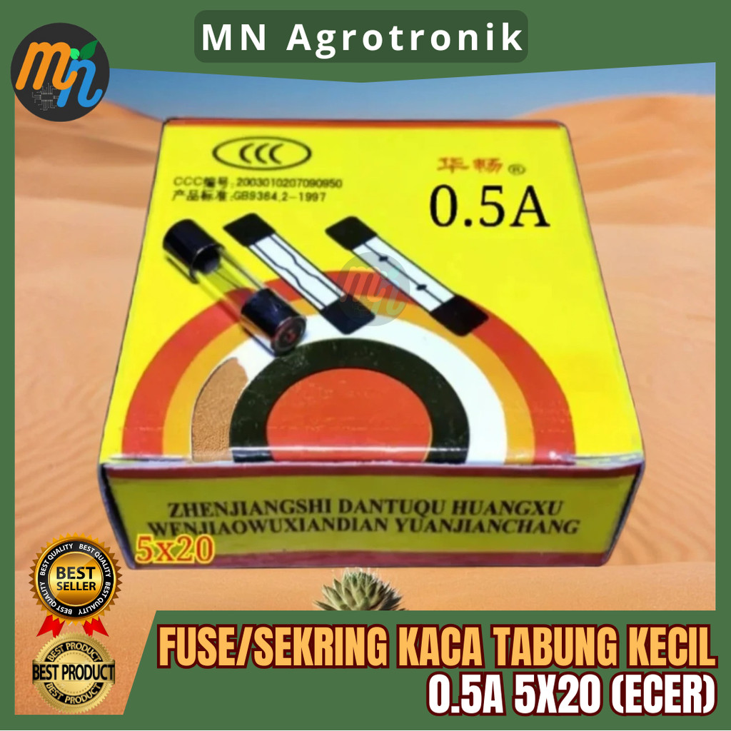 FUSE SEKRING KACA TABUNG KECIL 0.5A - FUSE KACA 0.5 AMPERE -ECER