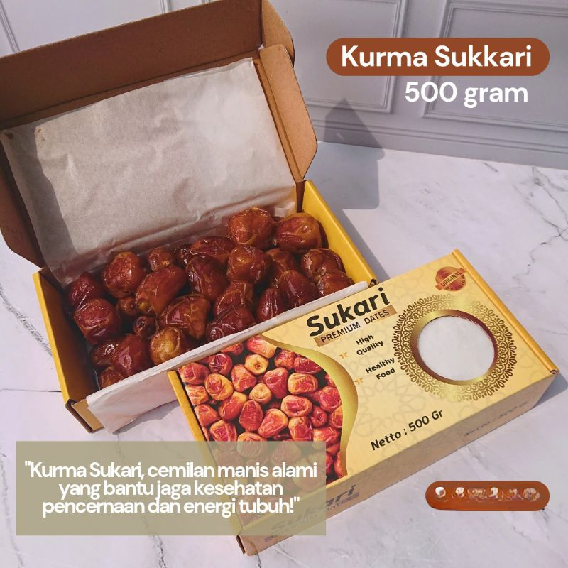 

Kurma Sukari Premium 500 gram Kemasan Kardus
