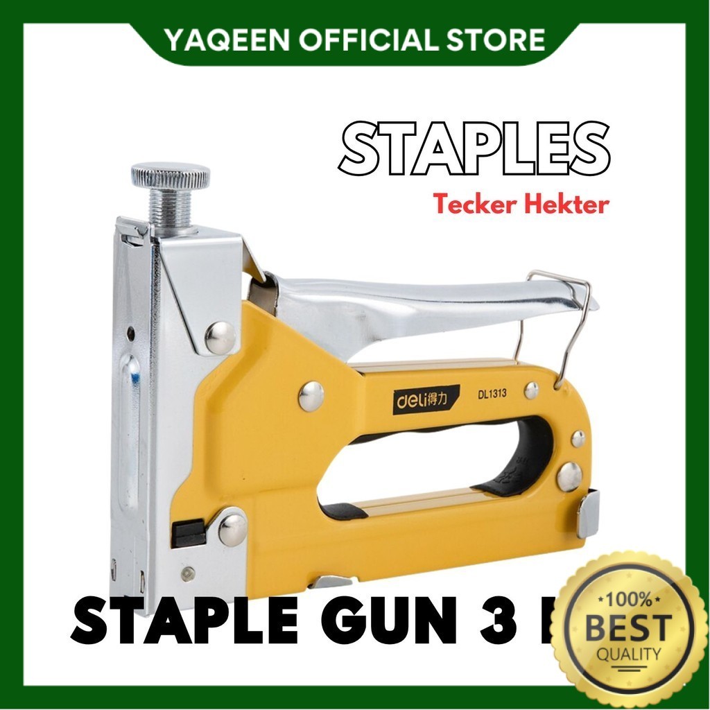 

YAQEEN - Staple Gun 3 in 1 Deli Staples Tembak Chromium Molybdenum Premium Tecker BR063 3 Jenis Staples Hekter