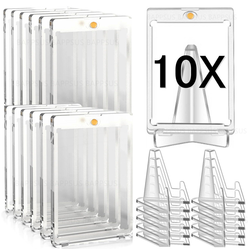 

35PT for Kpop Idol Photo Cards DIY Bricks Holder Clear Sleeve Protector Box Magnetic Sports Card Holder with Acrylic Card Stands