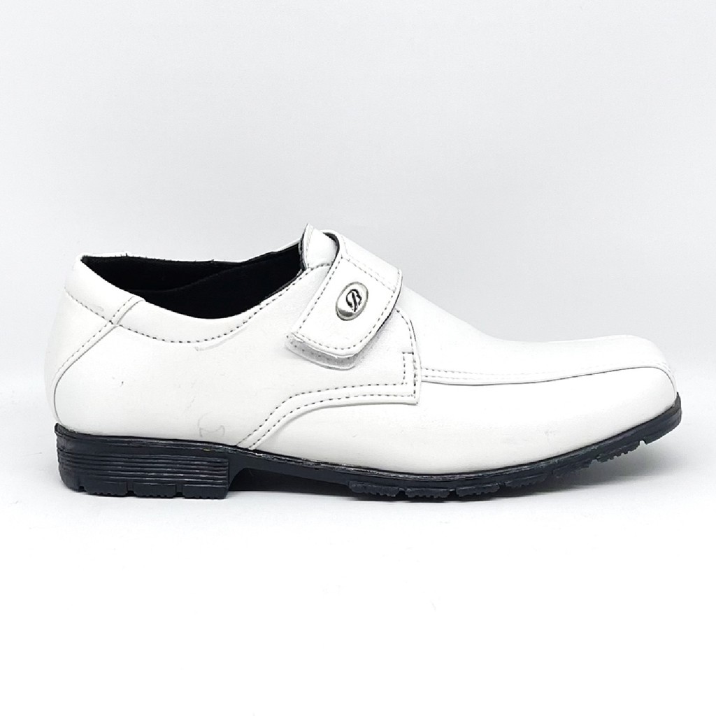 FIURI 403 Putih Sepatu Pantofel Anak Laki-laki Perekat Kretek Rekat Ukuran 33-37 / Sepatu Formal Res