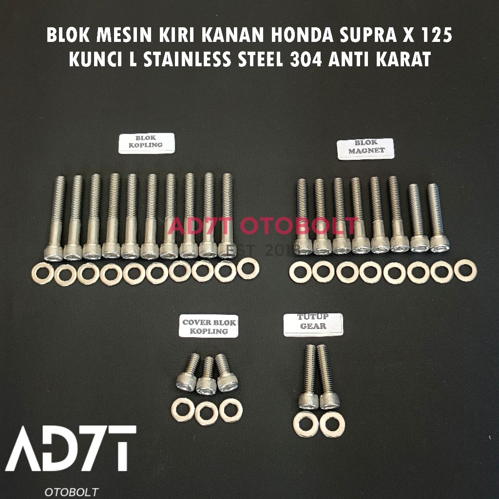 Baut Kiri Kanan Supra X 125 Kunci L Stainless Asli