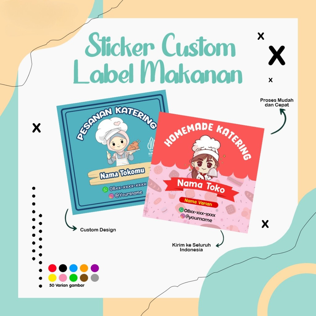 [BACA DESKRIPSI] CETAK STIKER LABEL KOTAK MAKANAN / STICKER KUE ROTI / STIKER KOTAK MAKAN CUSTOM / S