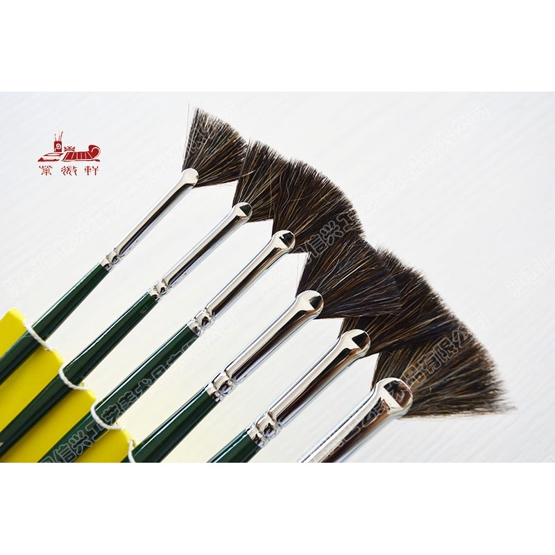 

6pcs/Set Boar bristles birch Wood fan shape artist oil paint brush acrylic paits water color brush Gouache paintbrush stationery