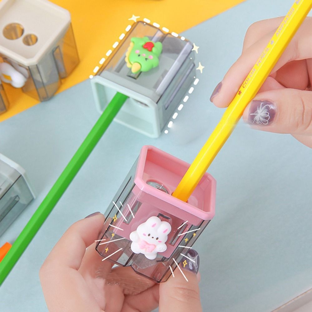 

Portable Drawing Sketching Children Transparent 2 Holes Pencil Sharpener Student Stationery Art Supplies Pencil Cutting Tools