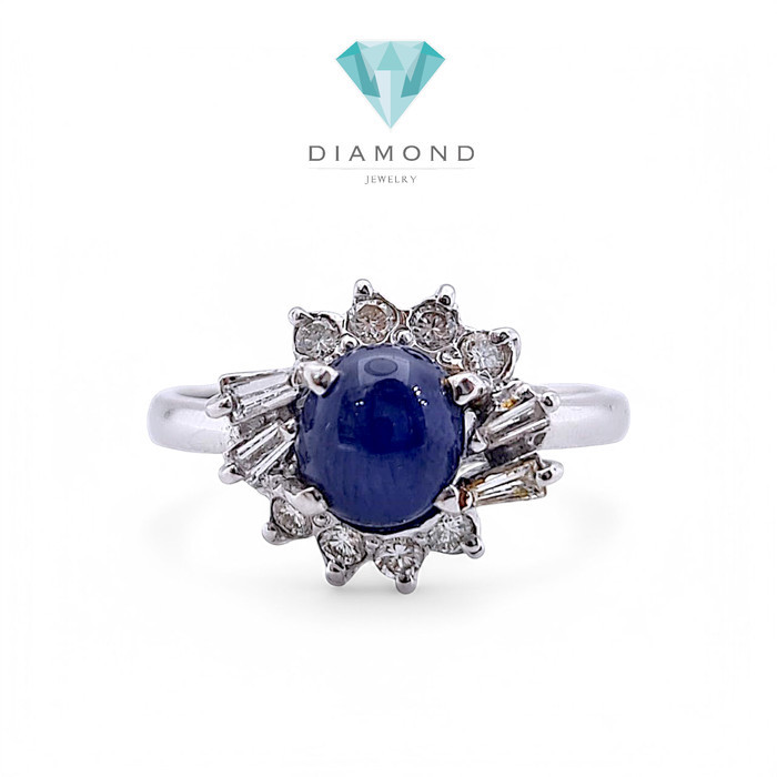 Blue Sapphire Diamond Ring 18K / Diamond Jewelry