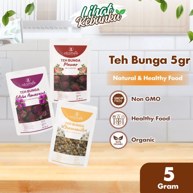 

ALAMEE Teh Daun Jati Cina 5gr Chamomile Bunga Telang Rose Bud Earl Grey Flower Tea Dried Organic LIHAT KEBUNKU