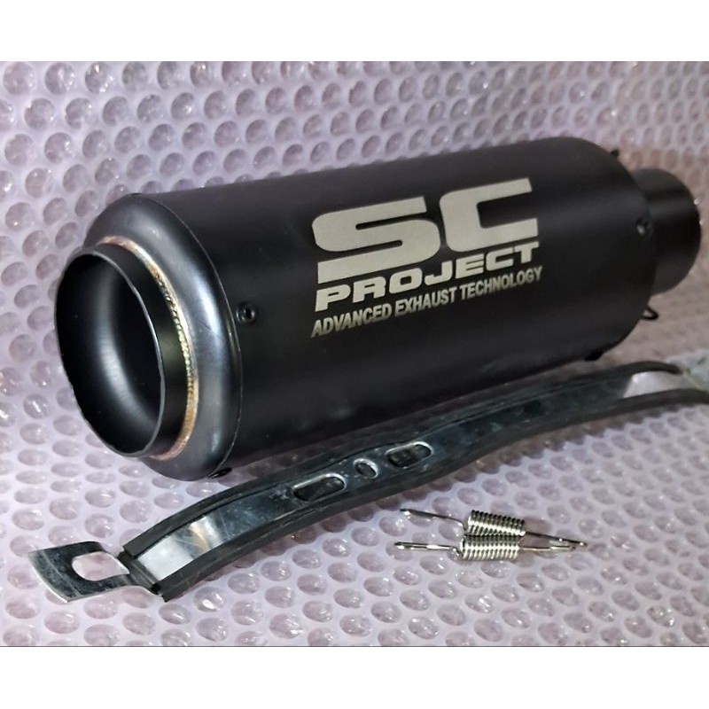 SILINCER SILENCER KNALPOT RACING SC project  VIXION R15V3 V2 CBR150R CB150R GSX150 INLET 50 MM HITAM